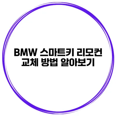 BMW 스마트키 리모컨 교체 방법 알아보기