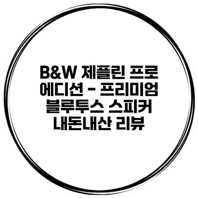 B&W 제플린 프로 에디션 - 프리미엄 블루투스 스피커 내돈내산 리뷰