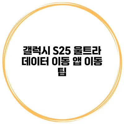 갤럭시 S25 울트라 데이터 이동 앱 이동 팁