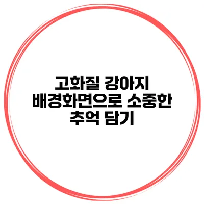 고화질 강아지 배경화면으로 소중한 추억 담기