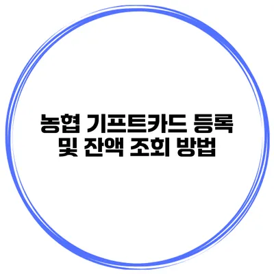 농협 기프트카드 등록 및 잔액 조회 방법