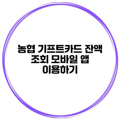 농협 기프트카드 잔액 조회 모바일 앱 이용하기