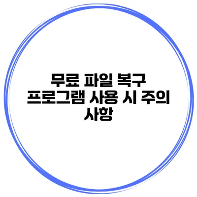 무료 파일 복구 프로그램 사용 시 주의 사항