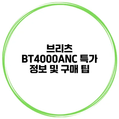 브리츠 BT4000ANC 특가 정보 및 구매 팁