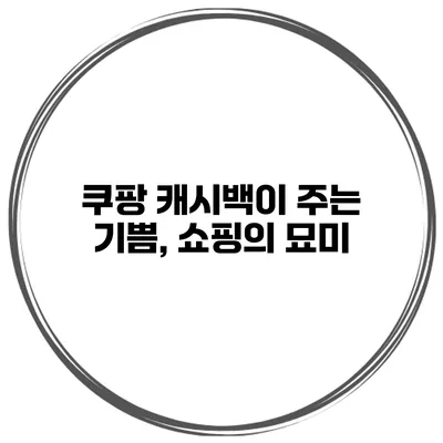쿠팡 캐시백이 주는 기쁨, 쇼핑의 묘미