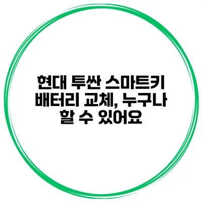 현대 투싼 스마트키 배터리 교체, 누구나 할 수 있어요